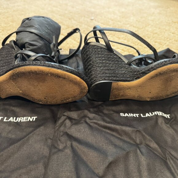SAINT LAURENT Women's Cassandra Wedge Espadrilles w/Box and dust bags sz 36.5 - Picture 6 of 10